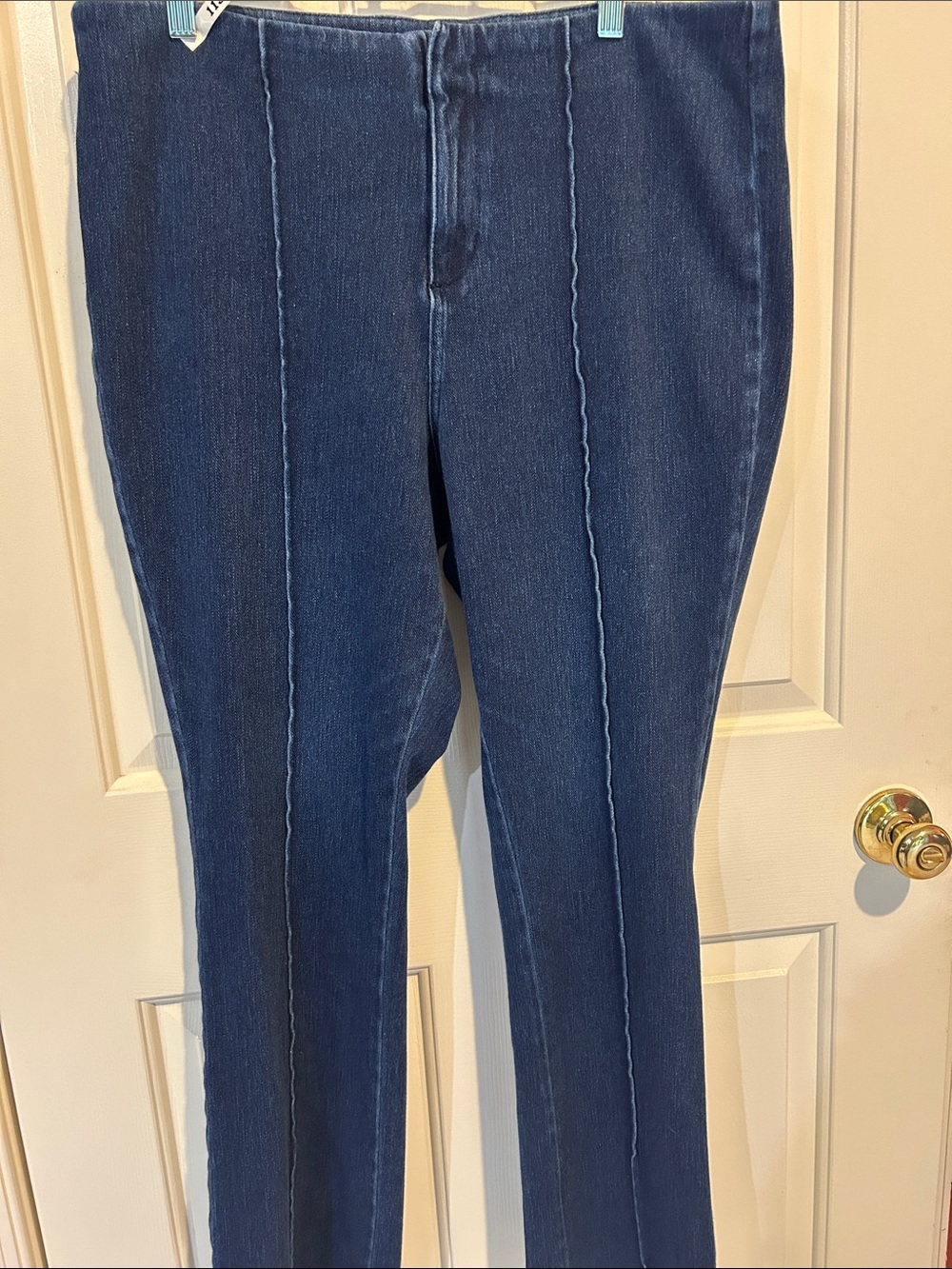 Belle by Kim Gravel Dark Blue Straight-Leg Seam-Front Jeans - Picture 6 of 10